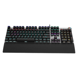 Teclado Gamer Mecánico Philips SPK8614, Retroiluminación Arcoiris, Reposamuñecas, Negro